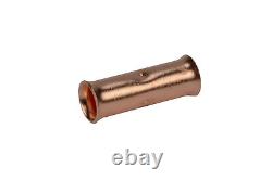 1/0 AWG TEMCo Butt Splice Connector Bare Copper Uninsulated Gauge. One Count