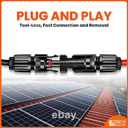 10 Gauge 10AWG One Pair 50 Feet Red + 50 Feet Black Solar Panel Extension Cable