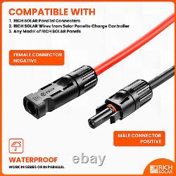 10 Gauge 10AWG One Pair 50 Feet Red + 50 Feet Black Solar Panel Extension Cable