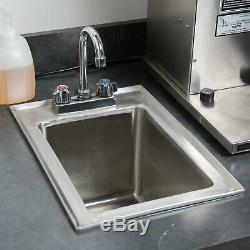 10 x 14 x 10 16-Gauge Stainless Steel One Drop-In Sink with 8 Gooseneck Faucet
