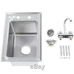10 x 14 x 10 16-Gauge Stainless Steel One Drop-In Sink with 8 Gooseneck Faucet