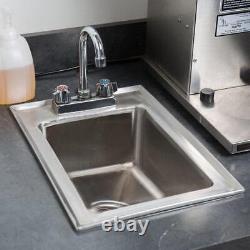 16-Gauge Drop-In Sink Stainless Steel One Compartment with Gooseneck Faucet