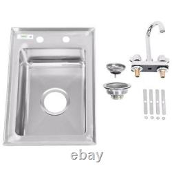 16-Gauge Drop-In Sink Stainless Steel One Compartment with Gooseneck Faucet