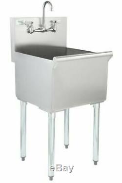 18 16-Gauge Stainless Steel One Compartment Commercial Restaurant Mop Prep Sink