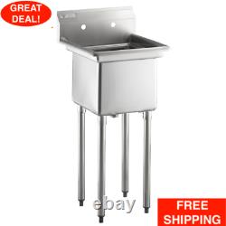 20 1/2 18 Gauge Stainless Steel One Compartment Commercial Sink NSF Restaurants