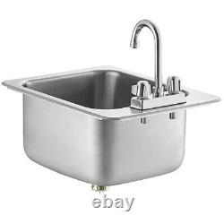 21W x 17L Stainless Steel One Compartment Drop-In Sink with Gooseneck Faucet