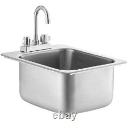 21W x 17L Stainless Steel One Compartment Drop-In Sink with Gooseneck Faucet