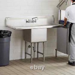 23 1/2W x 54L 16G Stainless Steel One Compartment Utility Sink with Drainboard