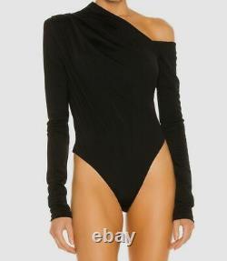 $285 Gauge81 Women's Black Long Sleeve One Shoulder Sandovo Bodysuit Size M