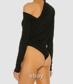$285 Gauge81 Women's Black Long Sleeve One Shoulder Sandovo Bodysuit Size M