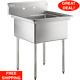 29 1/2 18 Gauge Stainless Steel One Compartment Commercial Sink No Drainboard