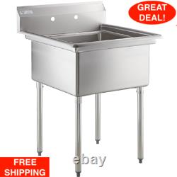 29 1/2 18 Gauge Stainless Steel One Compartment Commercial Sink No Drainboard
