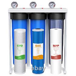 3-Stage 20x4.5 Big Blue Whole House Water Filter System 1 NPT Port 150000 Gal