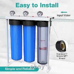 3-Stage 20x4.5 Big Blue Whole House Water Filter System 1 NPT Port 150000 Gal