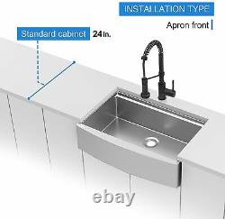 30 Single Bowl Stainless Steel Apron Farmhouse Sink 18 Gauge All-in-One Sink