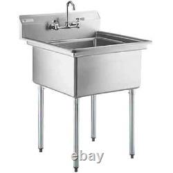 30W x 29L Stainless Steel One Compartment Commercial Utility Sink with Faucet