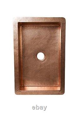 33x18 Drop-in One Bowl Hammered Copper Kitchen Sink with Shiny Finish 16 Gauge