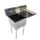36 1/2 18-ga Ss304 One Compartment Commercial Sink Right Drainboard