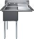 39 Stainless Steel One Compartment Sink With Right Drainboard Bowl 18x18x12