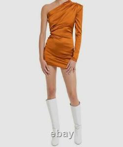$409 Gauge81 Women's Orange Long Sleeve One Shoulder Mini Dress Size Large