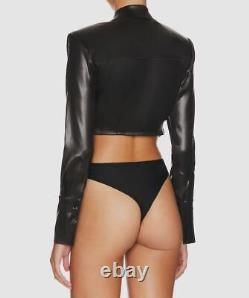 $440 Gauge 81 Women's Black Long Sleeve Cutout One-Piece Bodysuit Size L