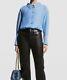 $448 Gauge81 Women's Blue Kura Silk Button Down One Piece Bodysuit Size Small