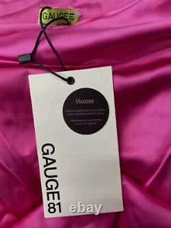 $540 Gauge81 Women's Pink One Shoulder Long Sleeve Zip Silk Mini Dress Size L