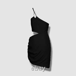 $570 Gauge81 Women's Black Silk Cutout One-Shoulder Midori Bodycon Dress Size M