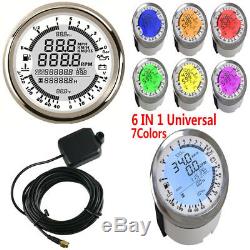 6 in 1 Multi-functional Muiti-color Backlight Gauge GPS Speedometer Tachometer