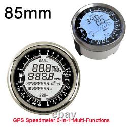 85mm 6in1 Car GPS Speedometer Tachometer Water Temp Oil Pressure Voltmeter Gauge