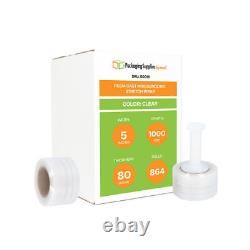 864 Rolls Mini Hand Stretch Wrap 5 x 1000' 80 Gauge Clear Bundling Shrink Film