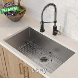 All-In-One Undermount Stainless Steel 32 In. Single Bowl Kitchen Sink with Fauce