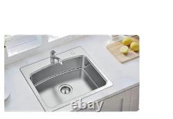 All in-One 25 in. Drop-in Single Bowl 20 Gauge Stainless Steel Kitchen Sink with