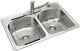 All-in-one Drop-in Stainless Steel 33in. 3-hole Double Bowl Kitchen Sink 20 Gauge