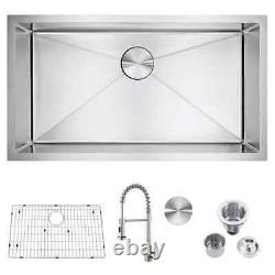 All-in-One Stainless Steel 32 in. Single Bowl Undermount 18-Gauge Kitchen Sink w