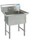 Bk Resources 16x20 One Compartment 16 Gauge Stainless Steel Sink
