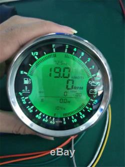 Car Boat Digital GPS Speedo Tacho Volt Meter Fuel Water Temp Gauge White Dial 1x