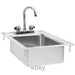 Commercial Stainless Steel One Compartment Drop-In Sink with Faucet 10 x 14 x 5