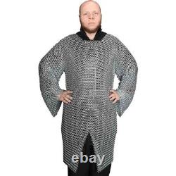 Full Slevess Butted Chainmail Haubergeon Aluminum Chainmail Shirt Butted Rings C