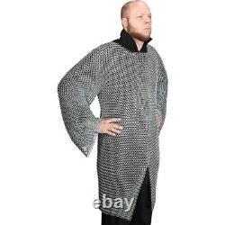 Full Slevess Butted Chainmail Haubergeon Aluminum Chainmail Shirt Butted Rings C