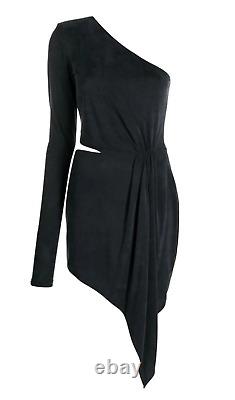 GAUGE81 Black Suani Ruched Asymmetric Cutout One Shoulder Long Sleeve XL = 42EUR