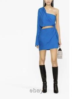 GAUGE81 Lapis Blue Shiroi Silk Mini Dress Size Medium $695 One Shoulder Sexy