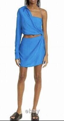 GAUGE81 Lapis Blue Shiroi Silk Mini Dress Size Medium $695 One Shoulder Sexy