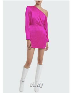 GAUGE81 Masuda Dress Electric Pink Mini Silk Satin One Shoulder XS NWT $539