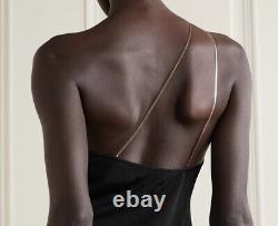 GAUGE81 Top Women Small Sefrou Halter Stretch Black One Shoulder Gold Chain $695