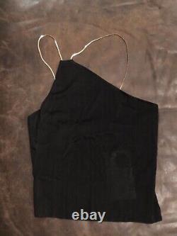 GAUGE81 Top Women Small Sefrou Halter Stretch Black One Shoulder Gold Chain $695