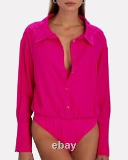 GAUGE81 Women's Kura Silk Double Layer Button-Down Bodysuit Pink Size S NEW