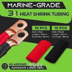 GearIT 0 Gauge CCA Ground Wire (25FT Each Black and Red) All-in-One Kit Crimp