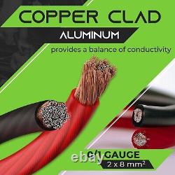 GearIT 0 Gauge CCA Ground Wire (25FT Each Black and Red) All-in-One Kit Crimp