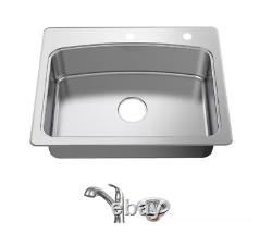 Glacier Bay 33 in. Kitchen Sink Drop-In 20 Gauge Stainless Steel Pull-Out Faucet